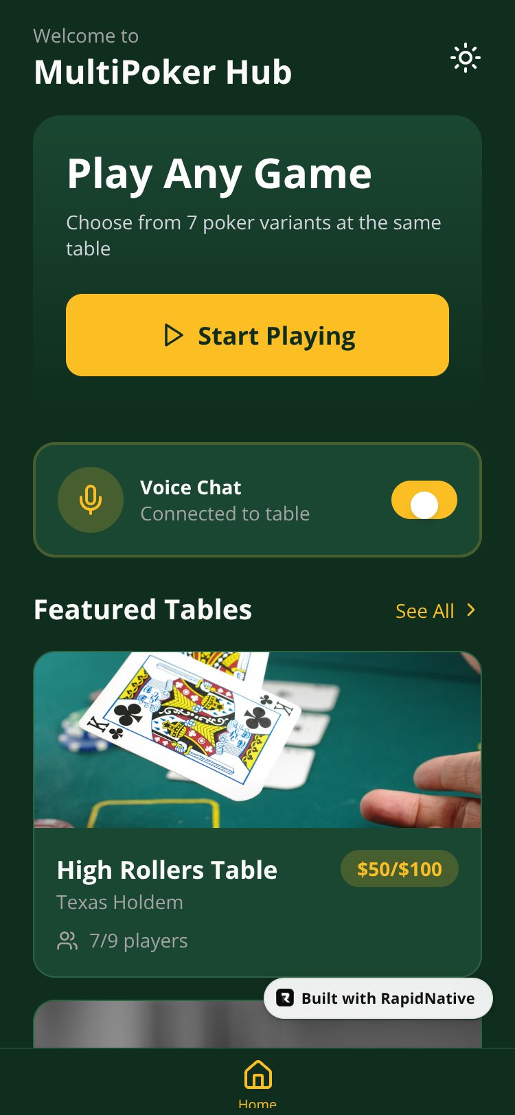 MultiPoker Hub screen 1