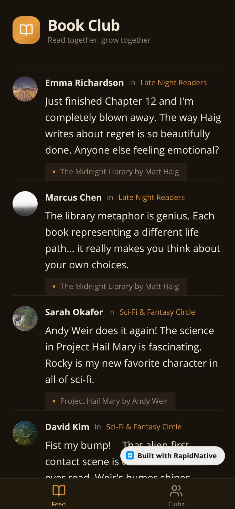 Book Club screen 1