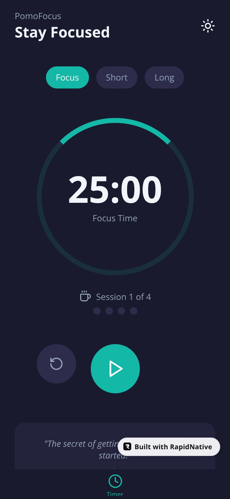PomoFocus screen 2