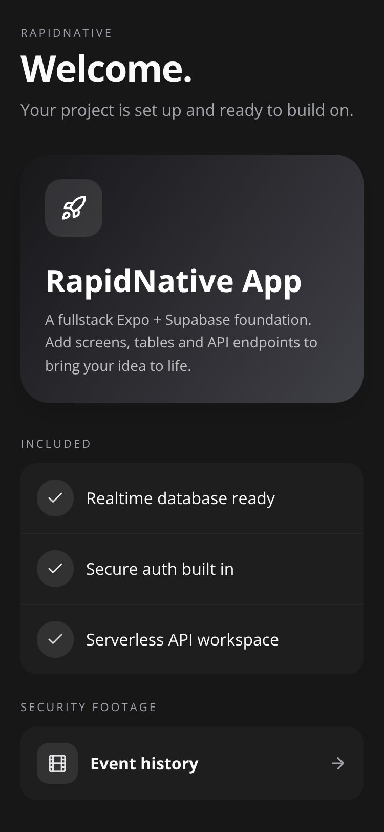 RapidNative App screen 1