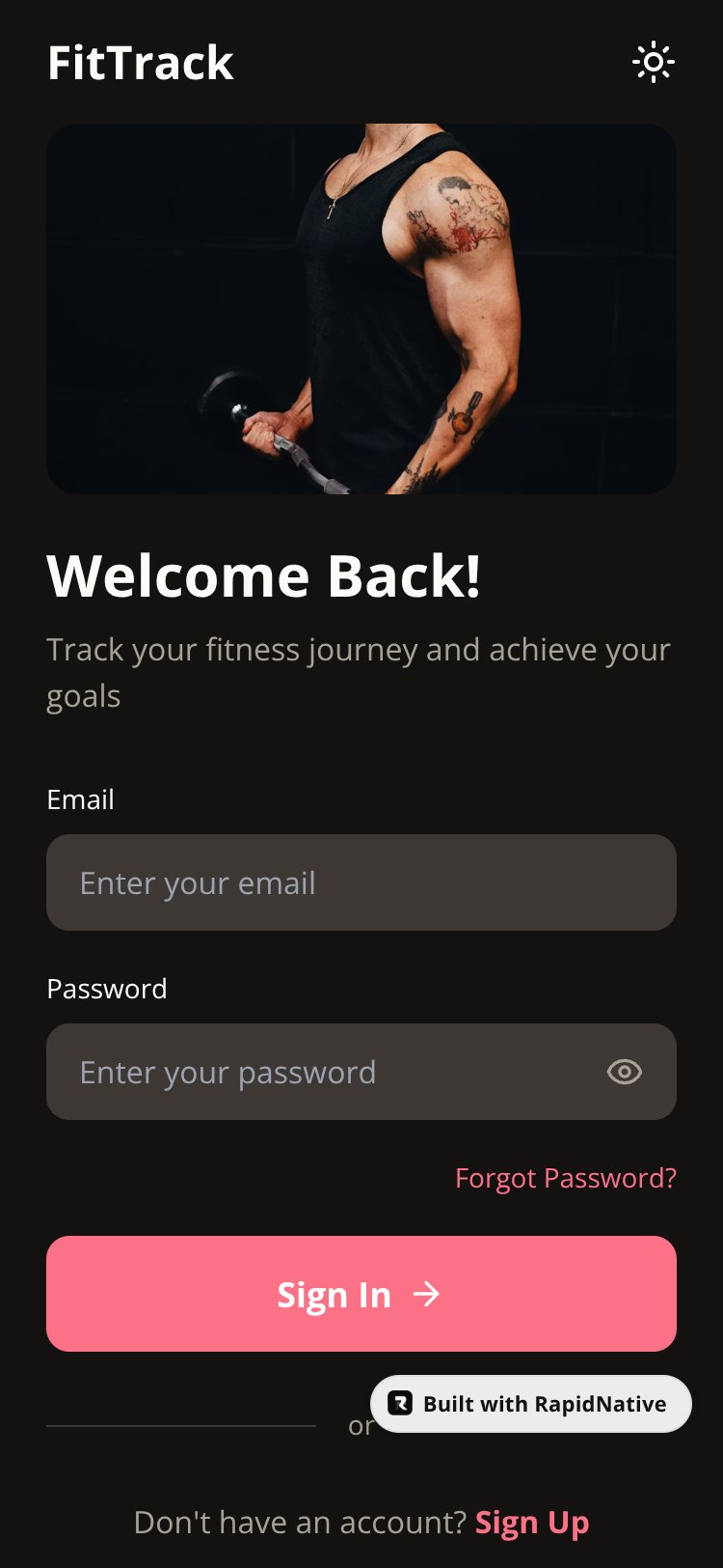 FitTrack screen 1