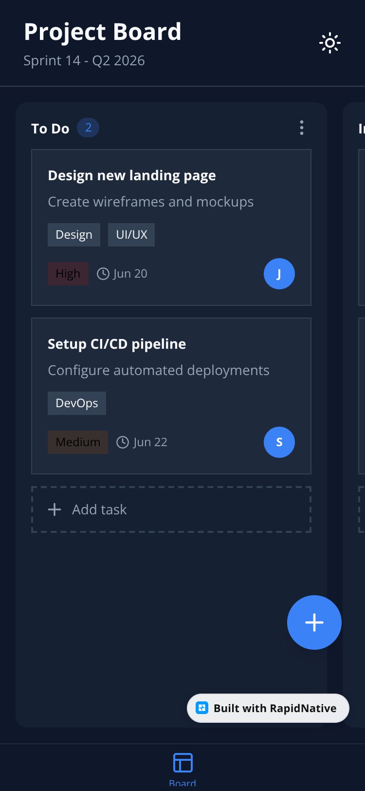 KanbanApp screen 1