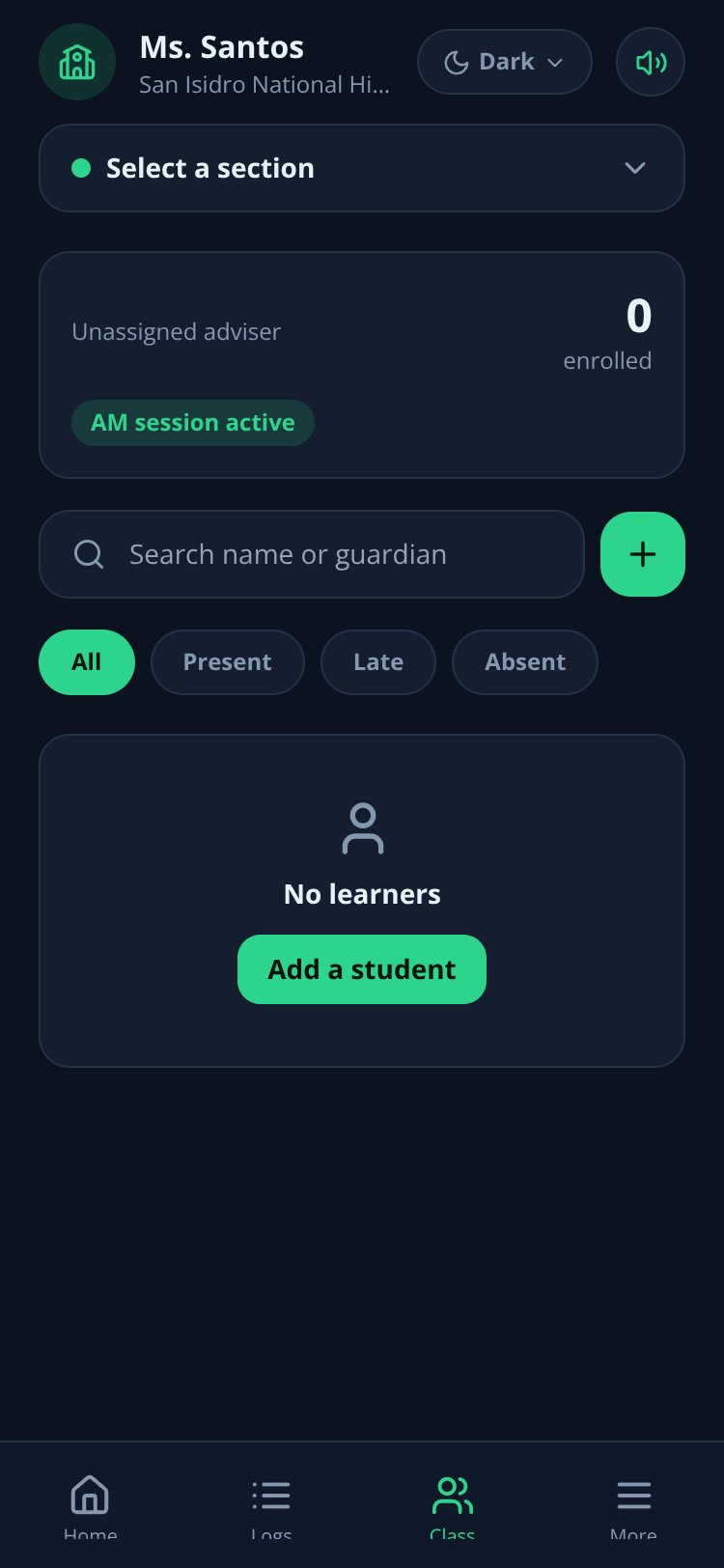 SchoolPass Attendance screen 1