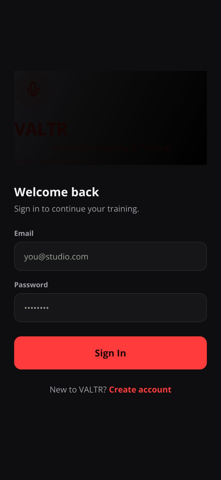 VALTR screen 1