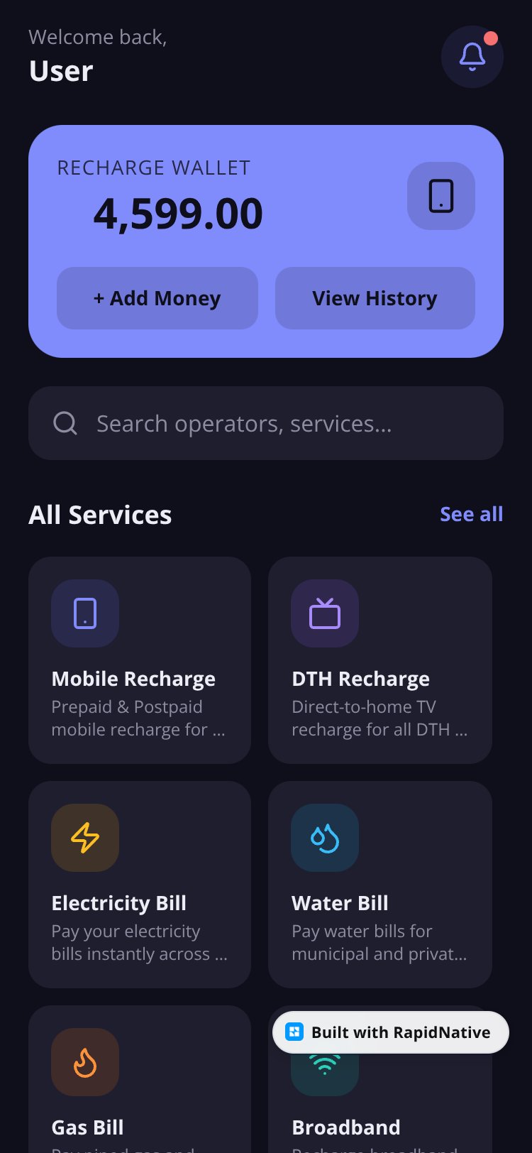 Master Recharge screen 2