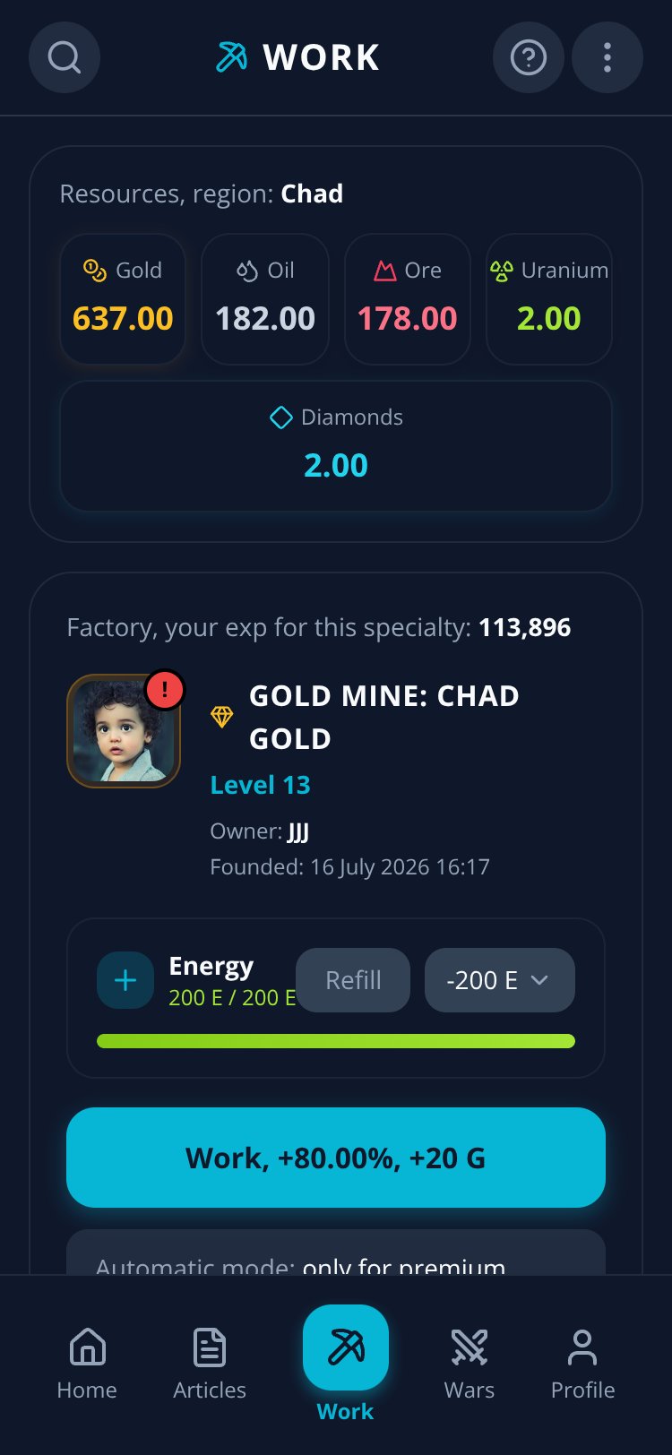 Resource Tycoon screen 1