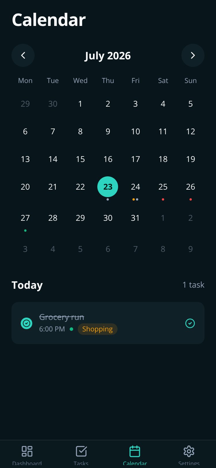 DailyTracker screen 1