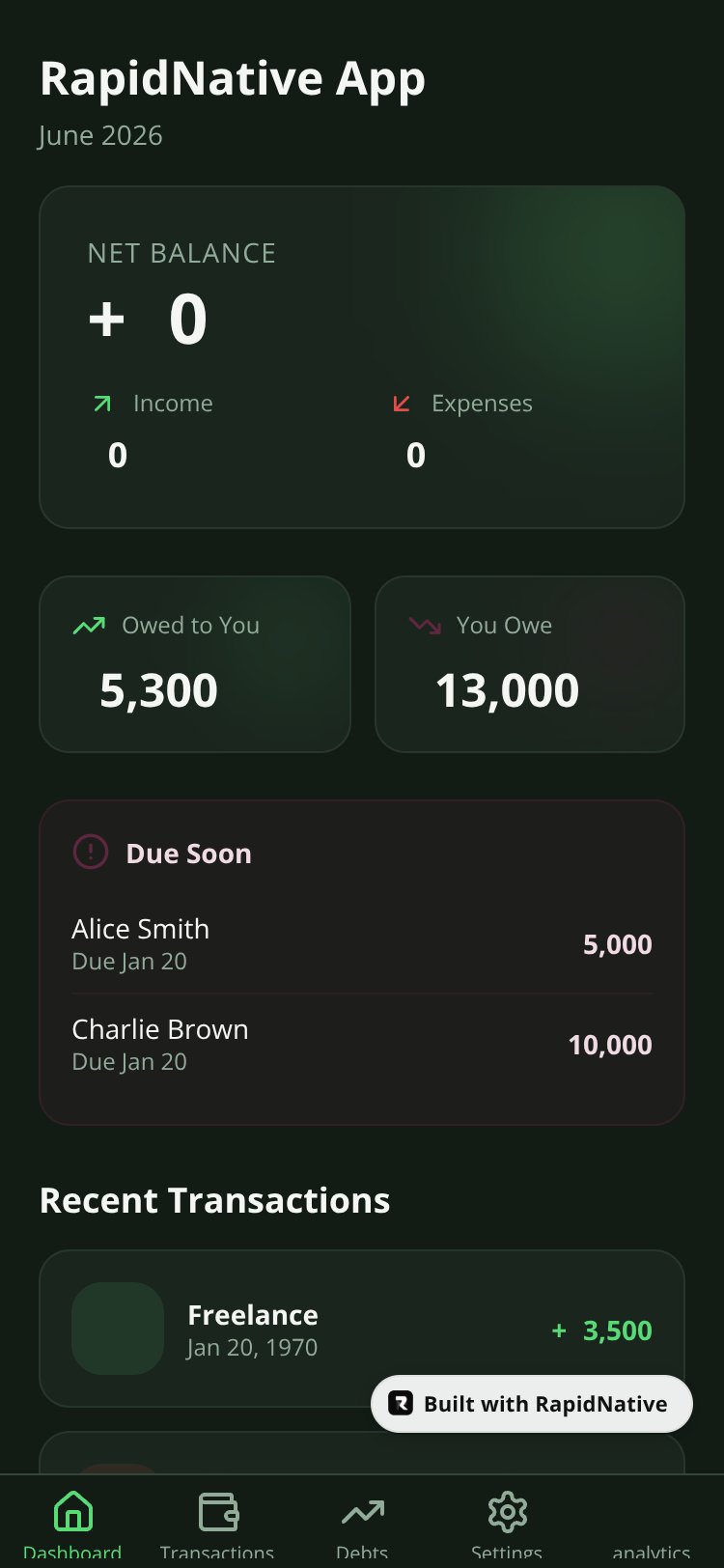 RapidNative App screen 5