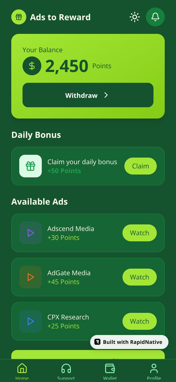 Ads to Reward screen 3