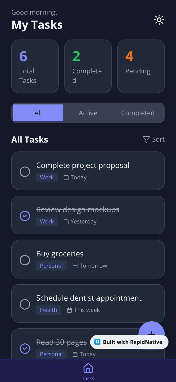 TodoTracker screen 1