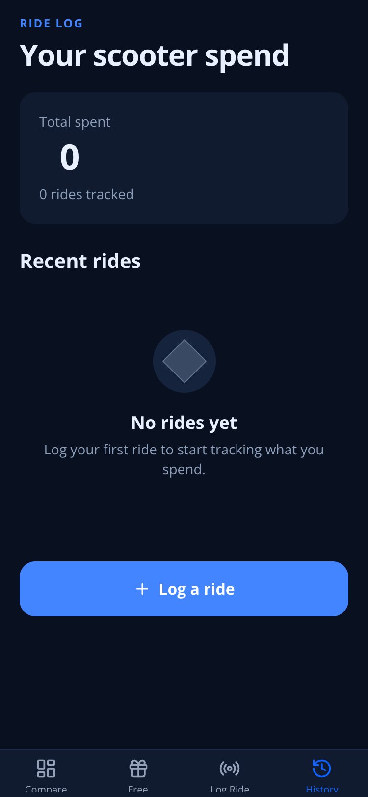 ScooterFare screen 1