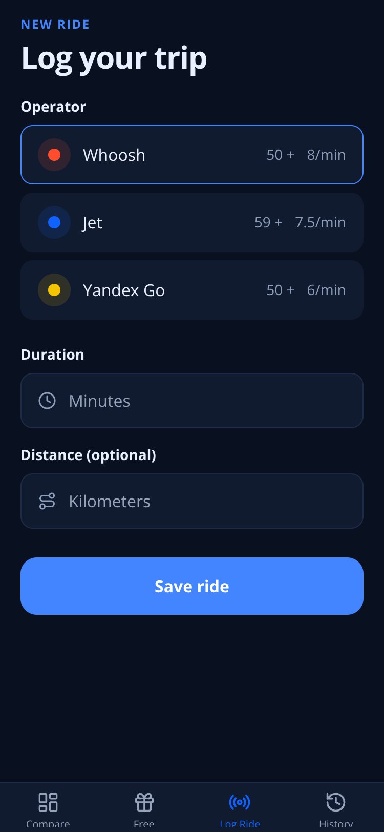 ScooterFare screen 3