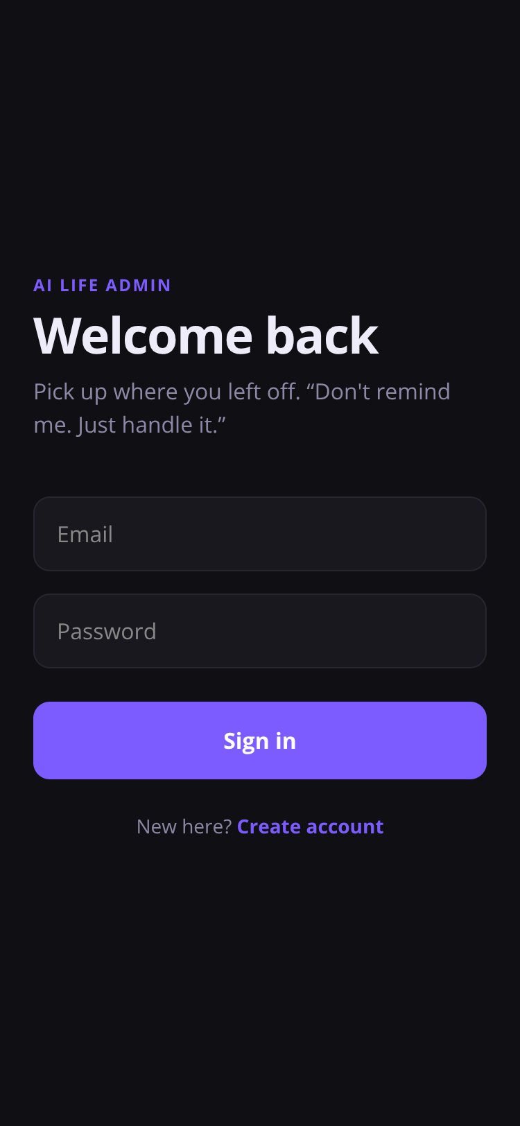 LifeAdmin screen 1