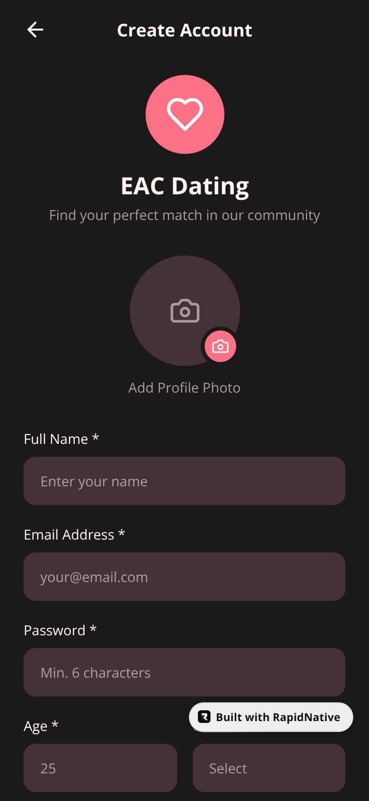 EAC Dating screen 1