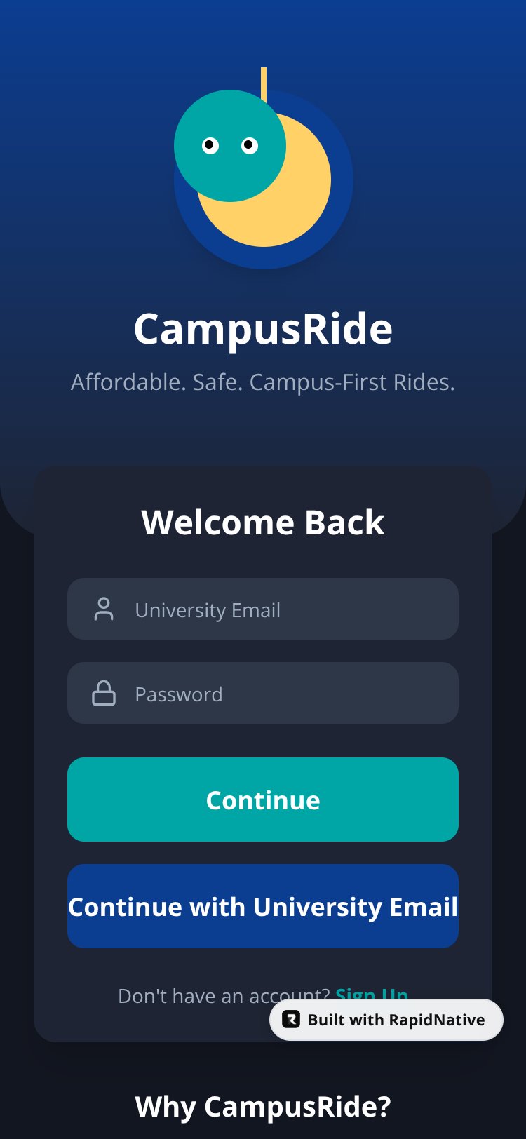 CampusRide screen 1