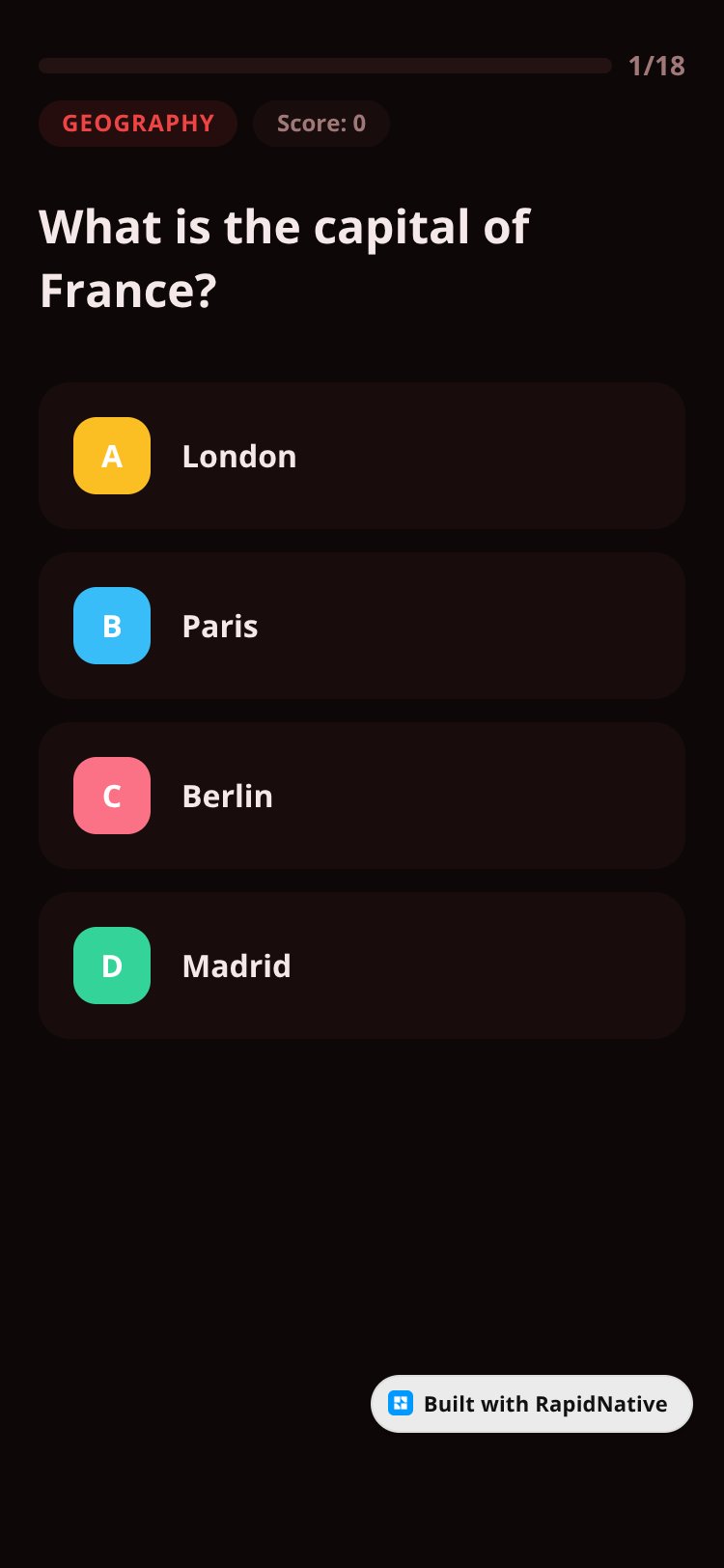 Quiz Board screen 1