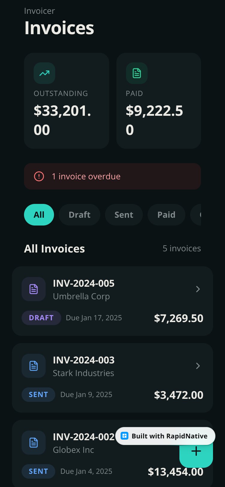 Invoicer screen 1