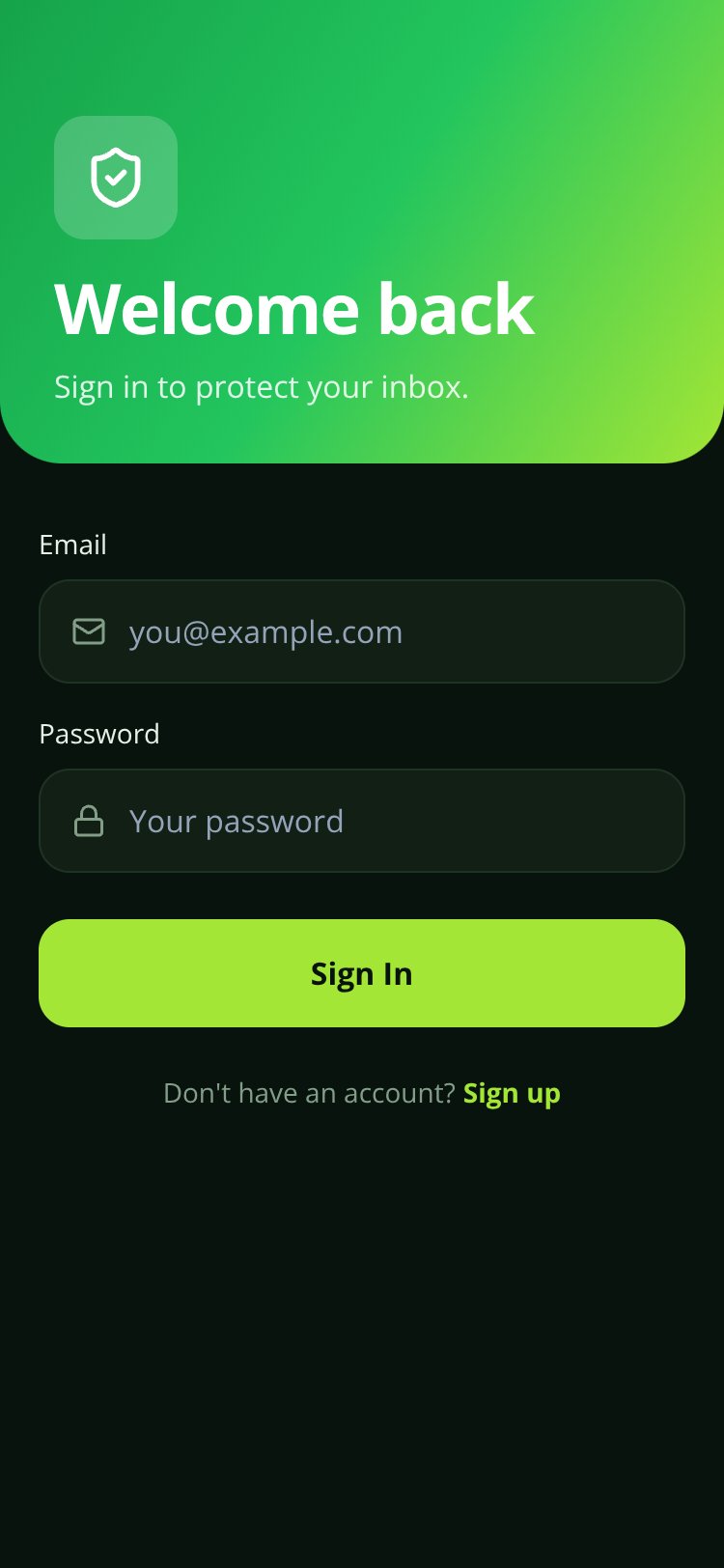 SpamShield screen 1