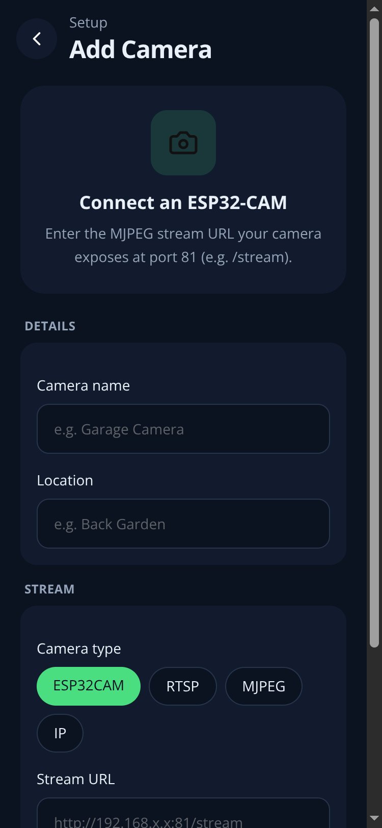 SecureCam screen 3