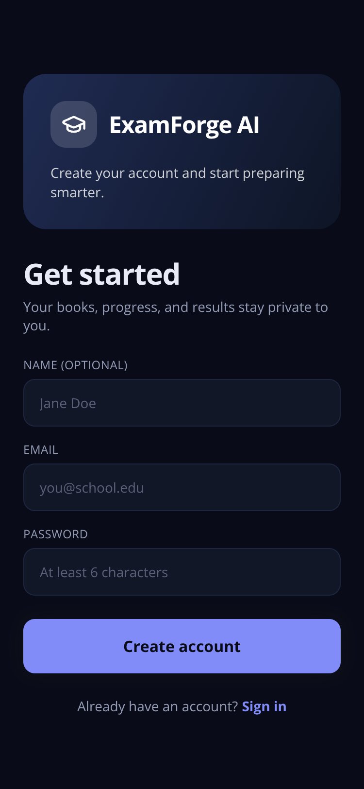 ExamForge AI screen 1