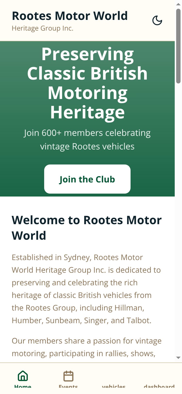 Rootes Motor World Heritage Club screen 3