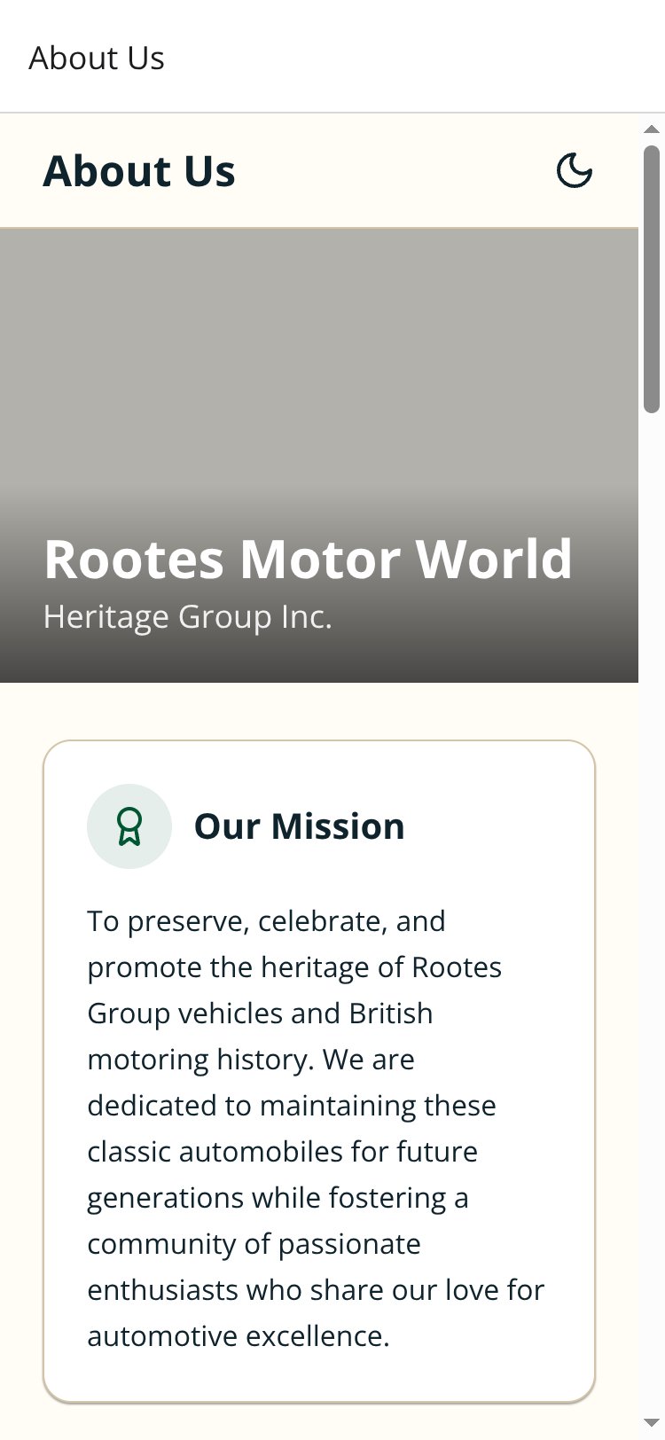 Rootes Motor World Heritage Club screen 4