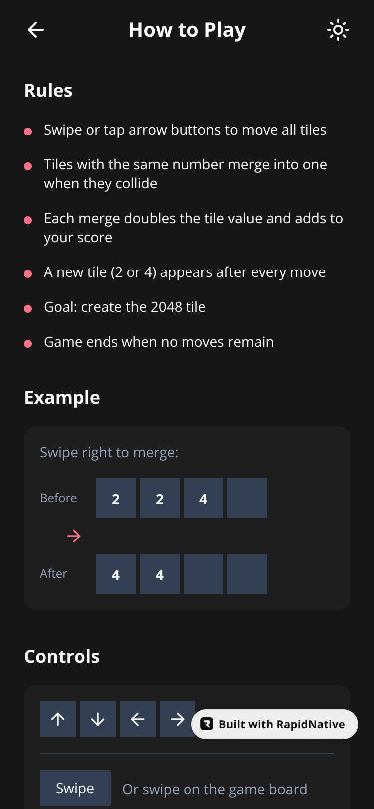 2048 Puzzle Game screen 1