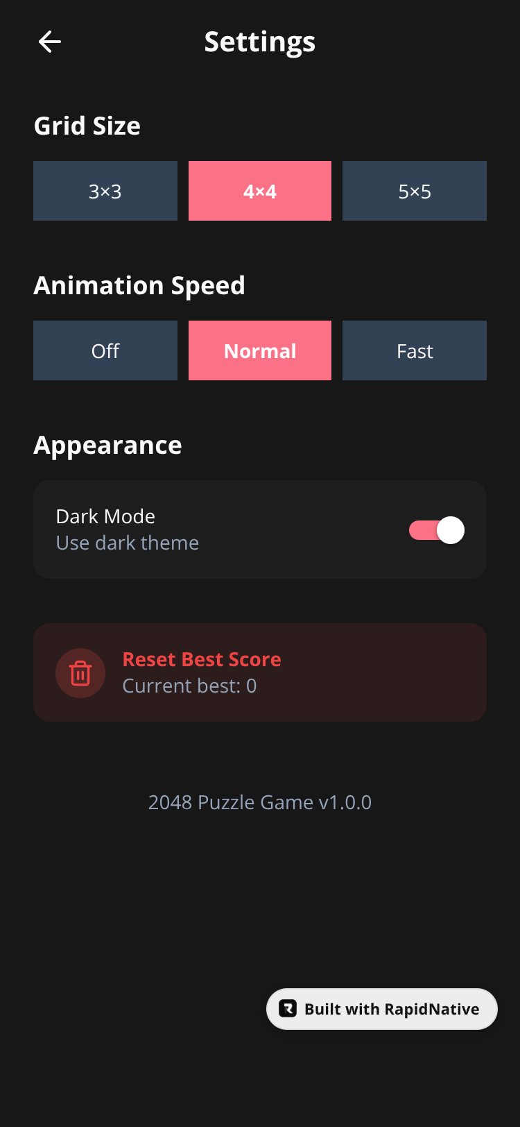 2048 Puzzle Game screen 3
