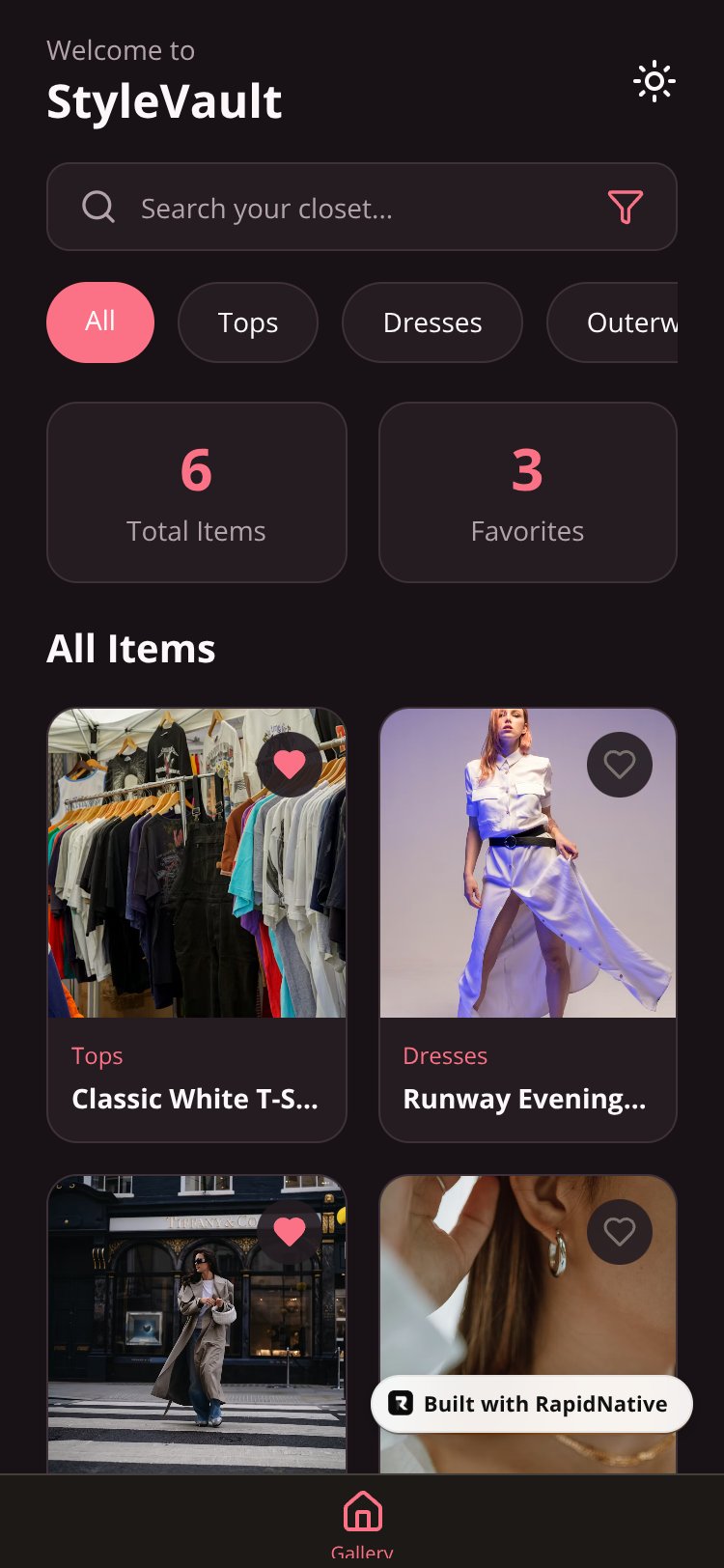 StyleVault screen 1