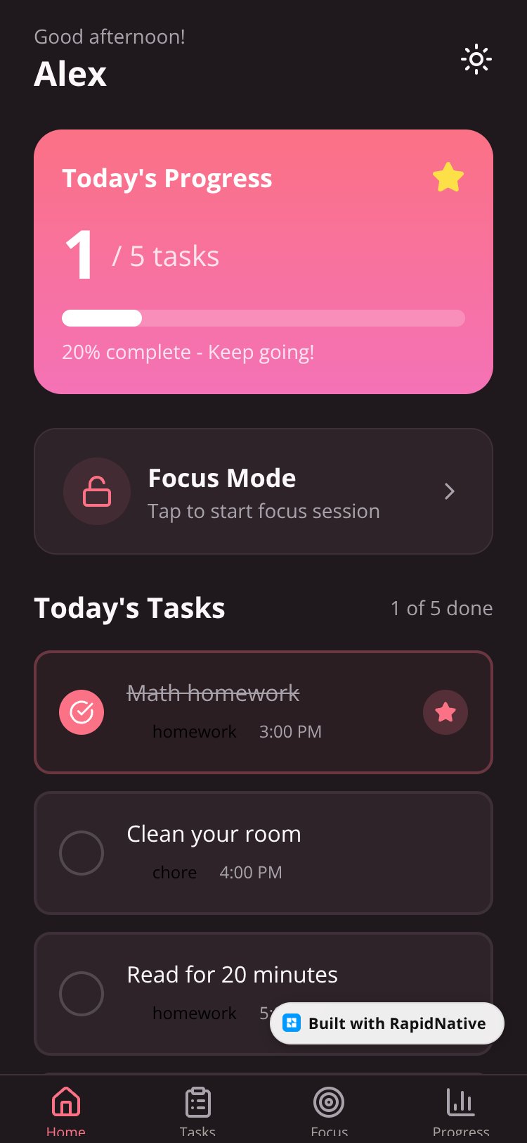 FocusKids screen 1
