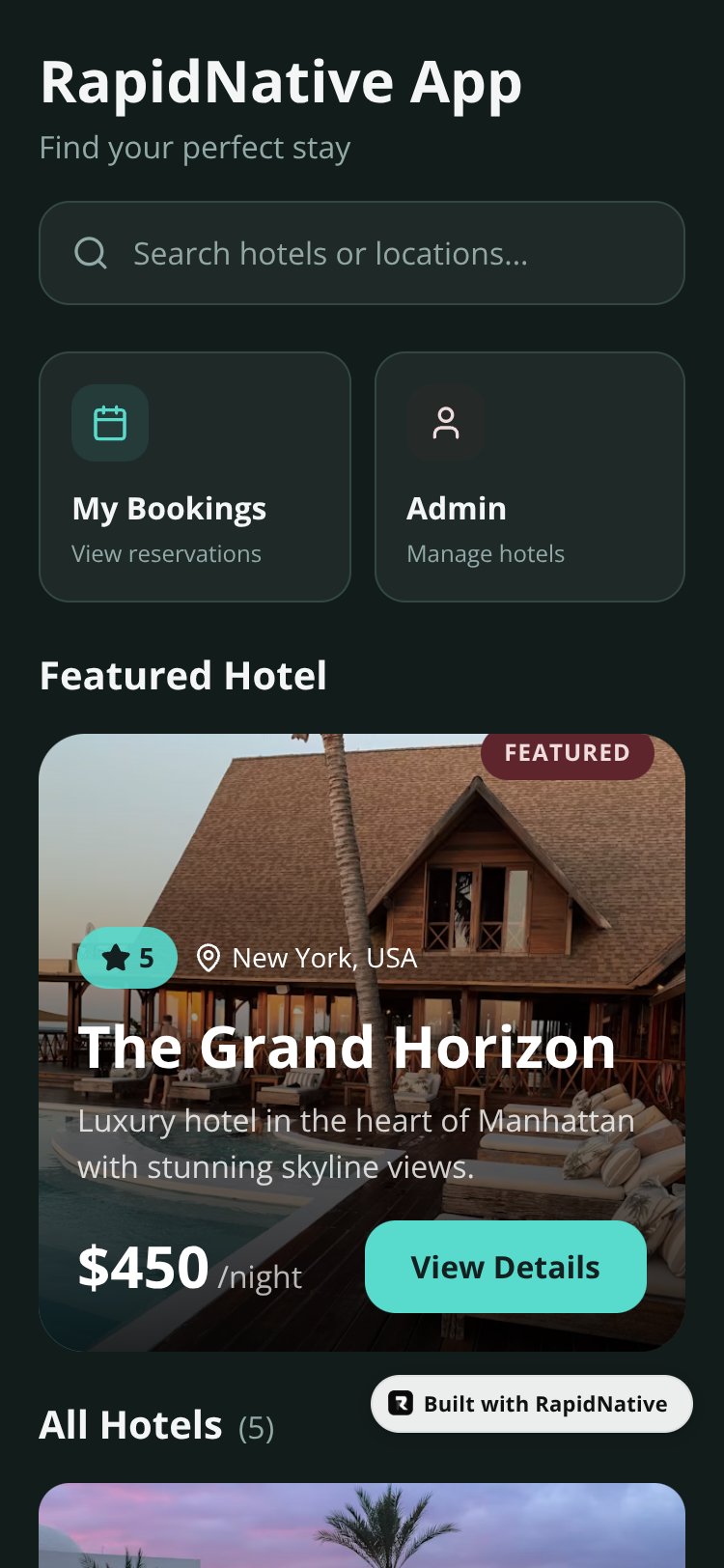 RapidNative App screen 1