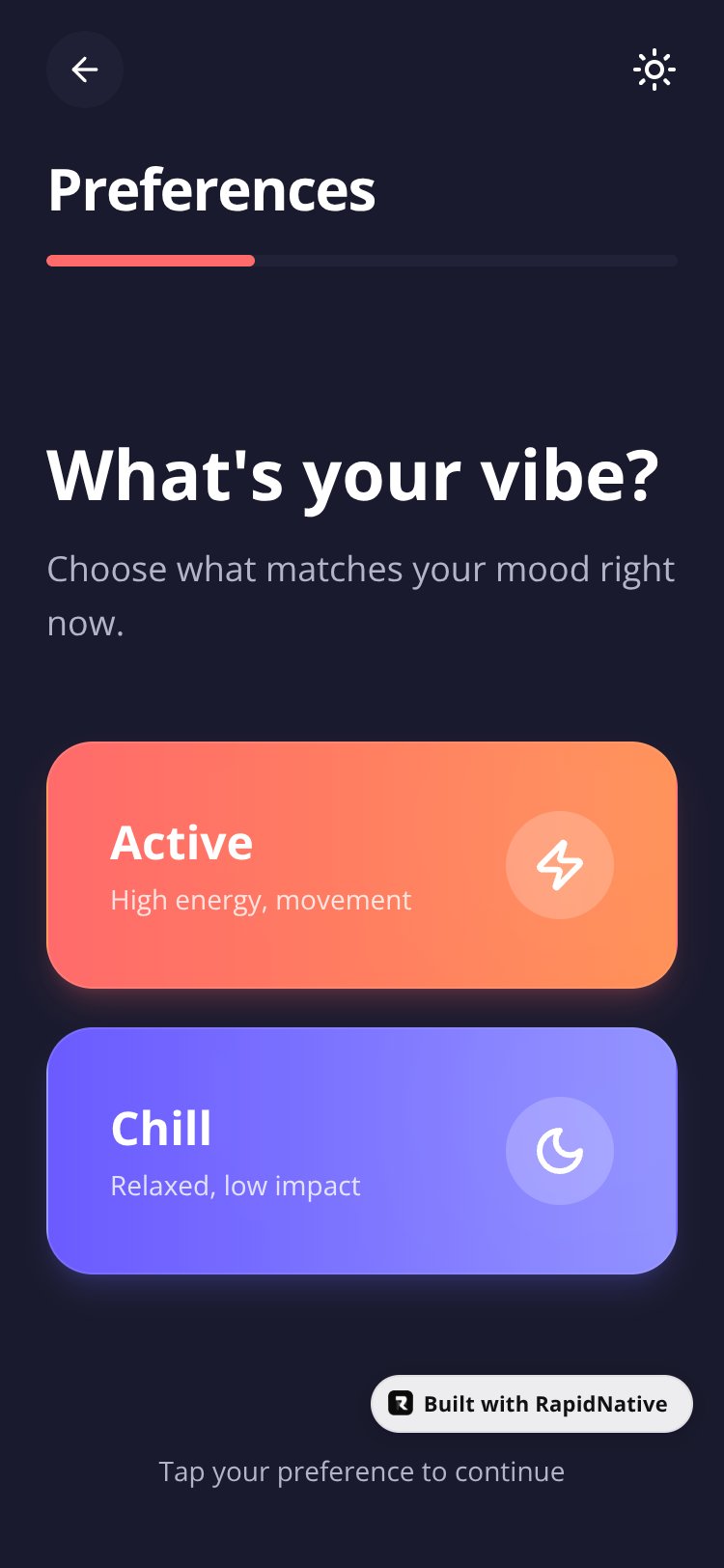 VibePicker screen 1