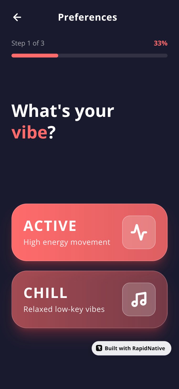 VibePicker screen 2