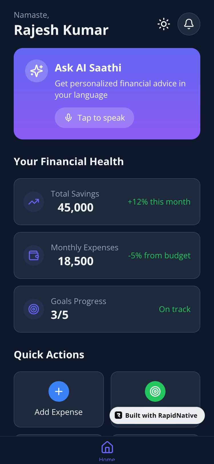 AI Financial Saathi screen 1