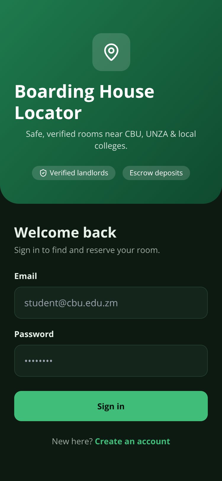 Boarding House Locator screen 1