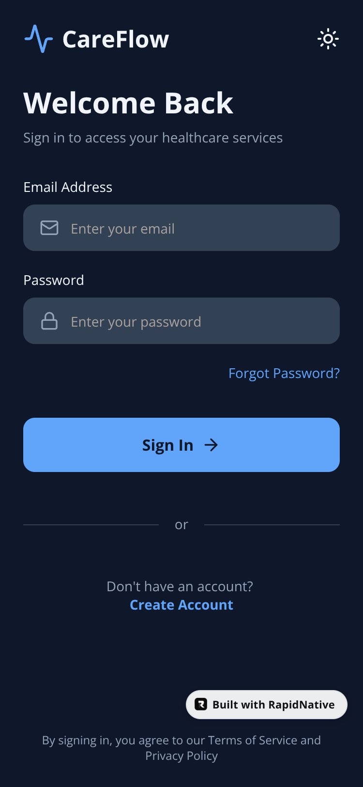 CareFlow screen 1