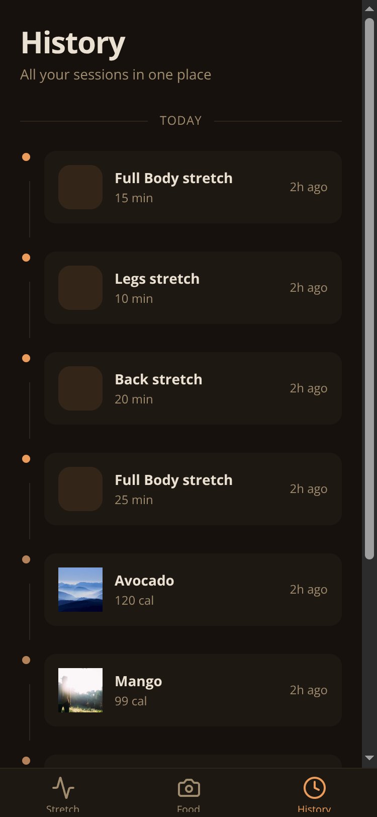 Stretch Log screen 2