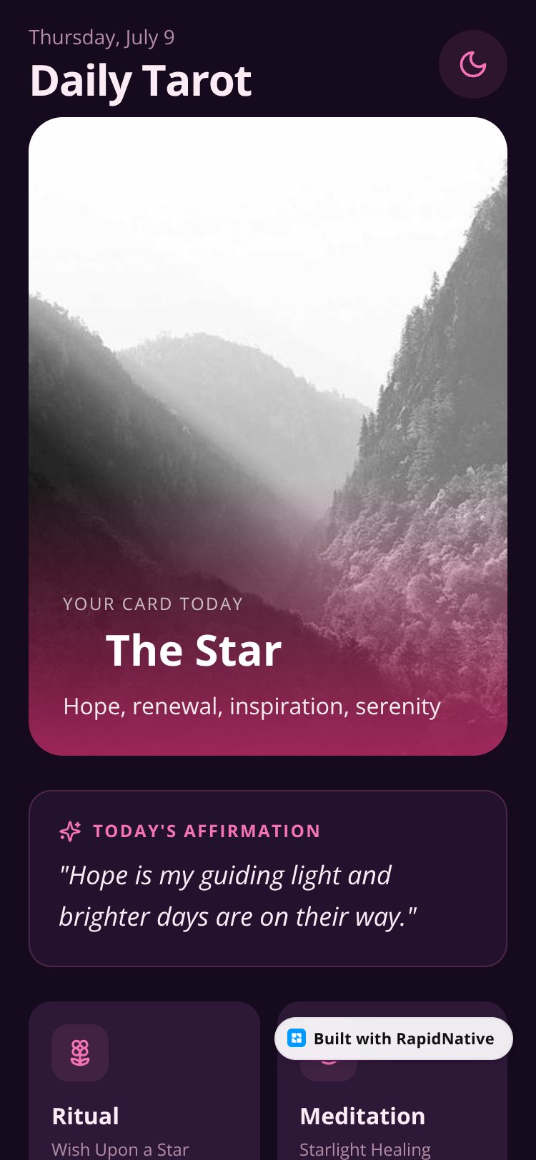 Cosmic Glow Tarot screen 2