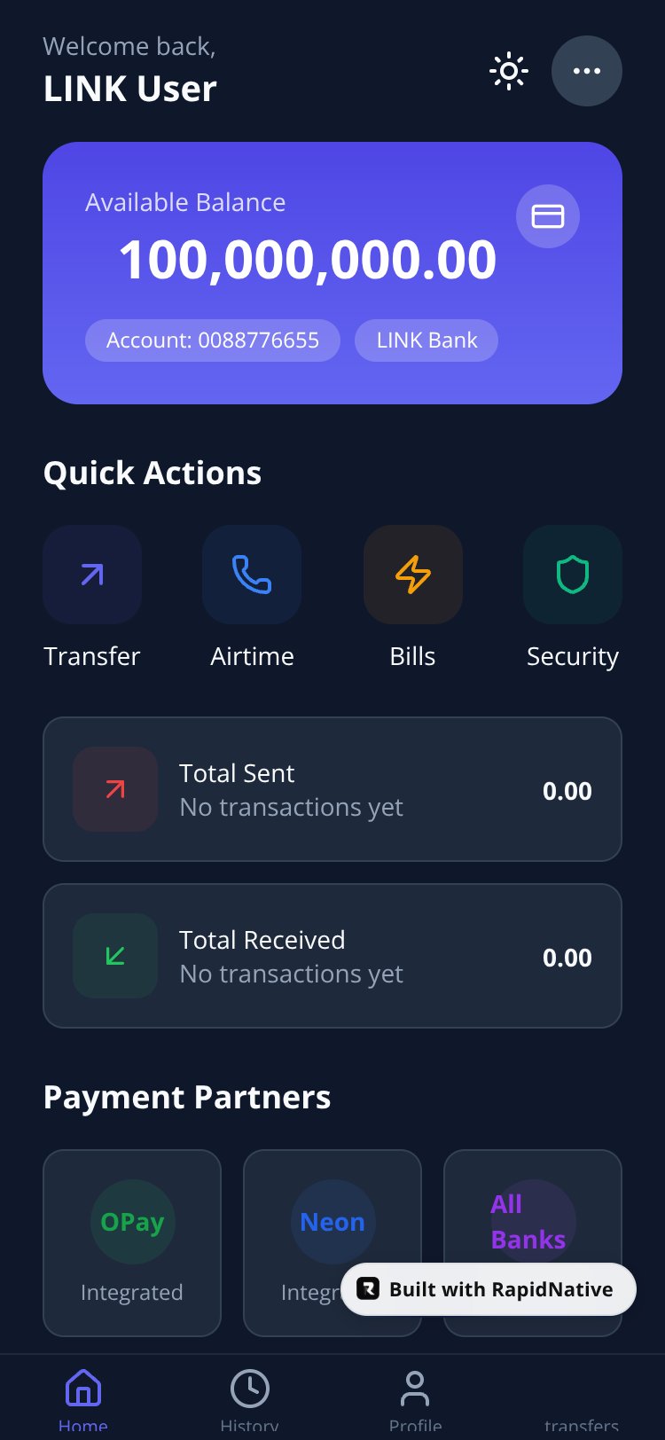 MobileBankApp screen 1
