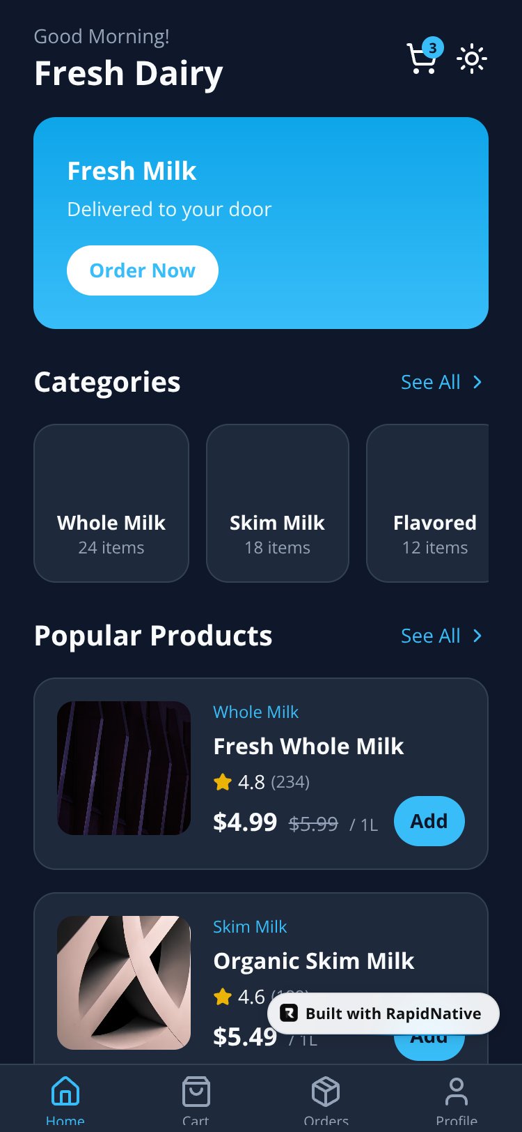 MilkOrder screen 2