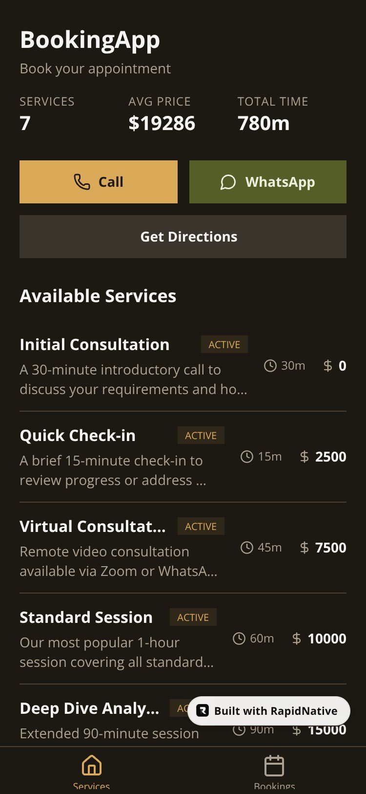 BookingApp screen 3