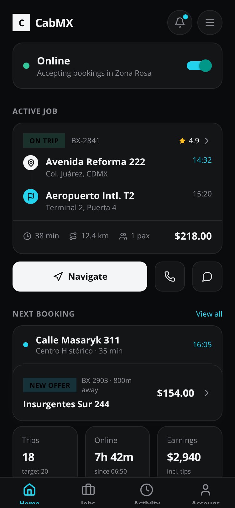 CabMX screen 2