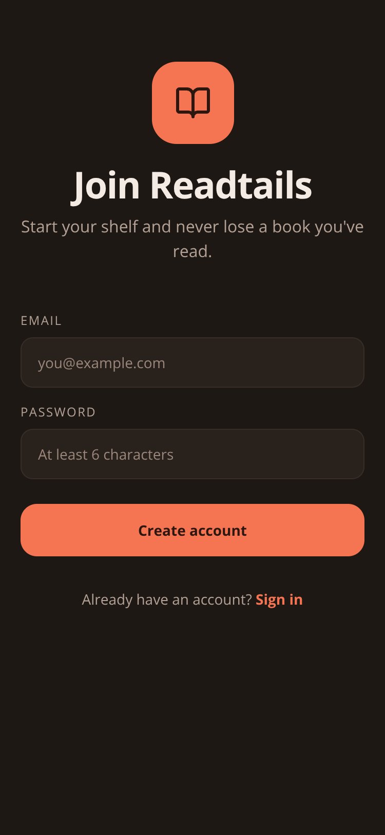 Readtails screen 2