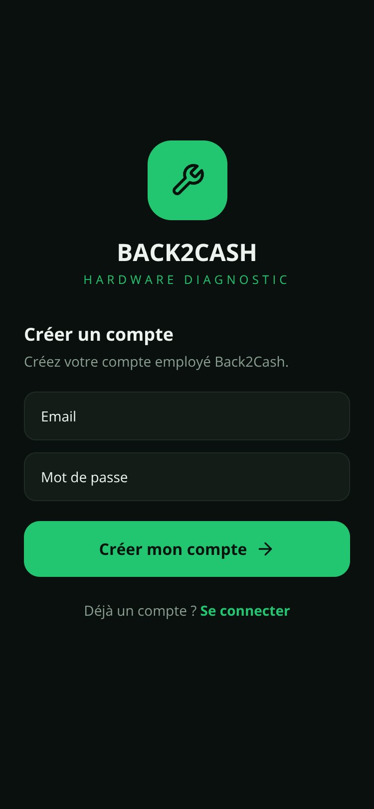 Back2Cash Diagnostic screen 2