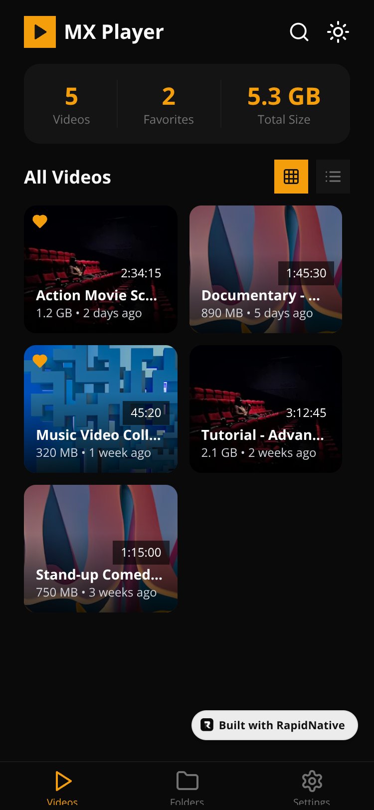 MX Media Player screen 2