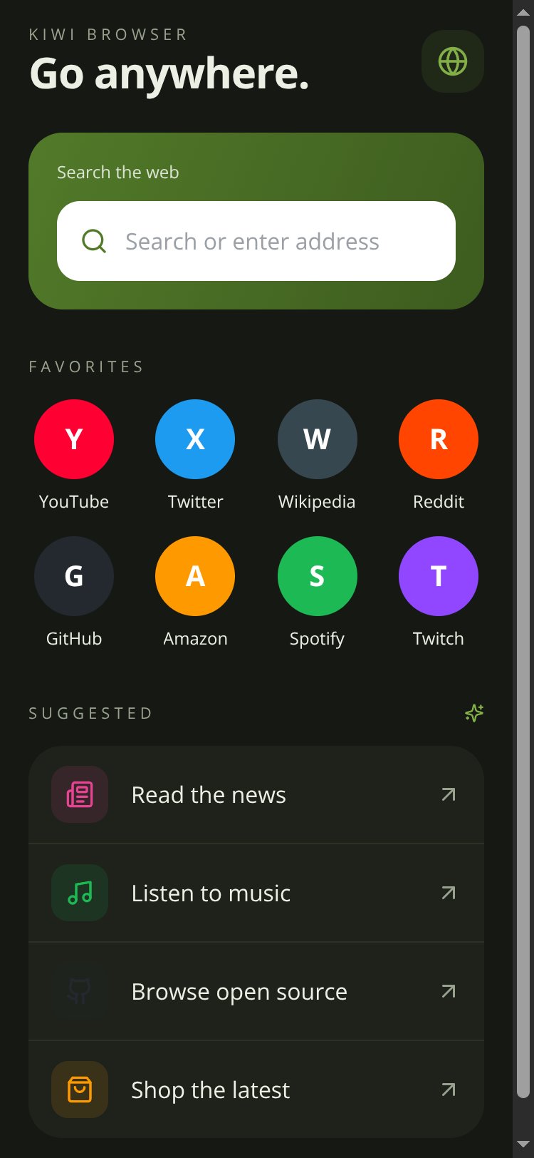 Kiwi Browser screen 2