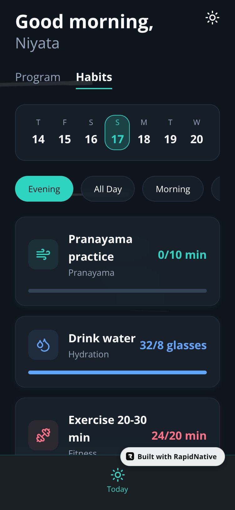 Niyata Wellness screen 1