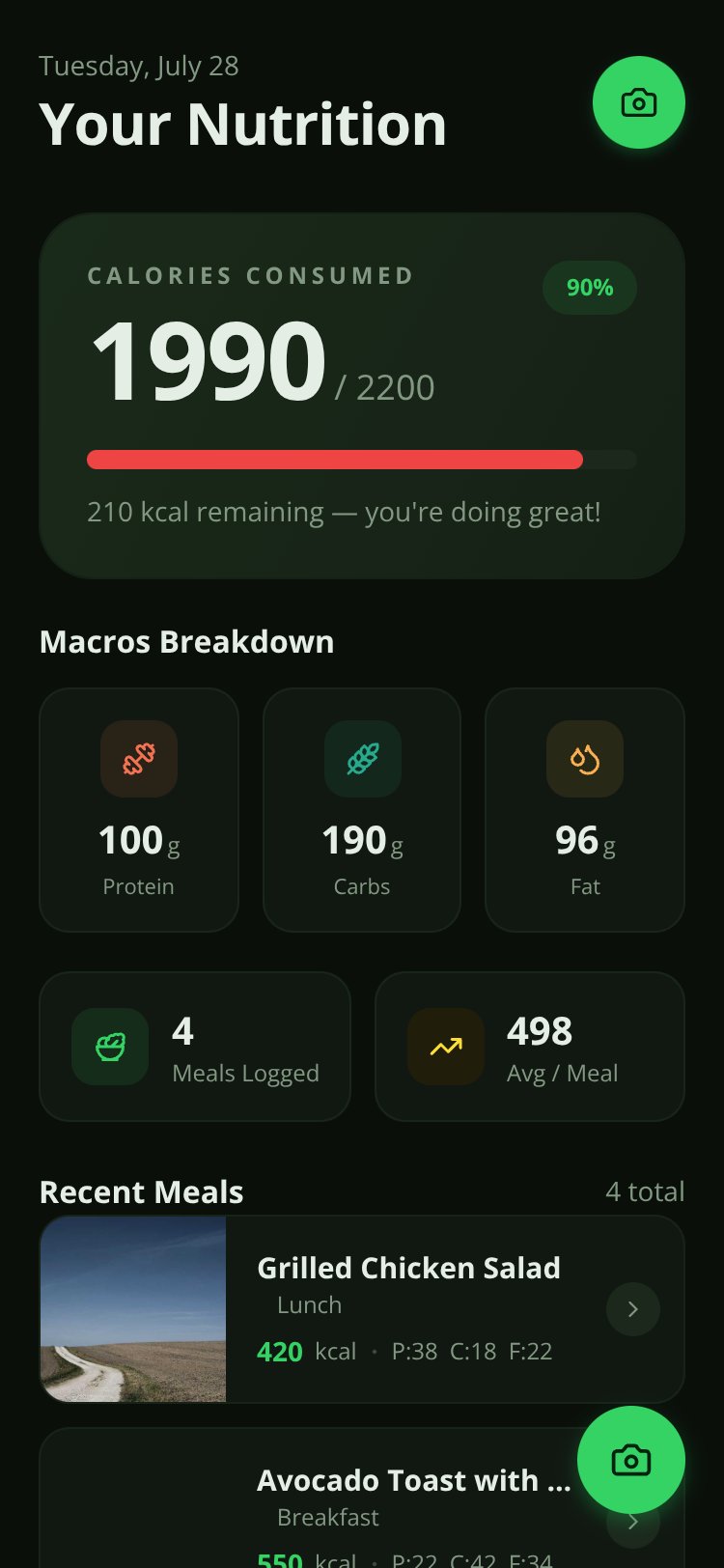 CalSnap screen 3