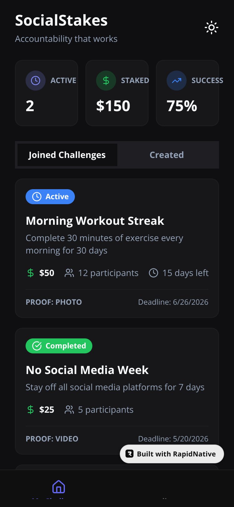 SocialStakes screen 3