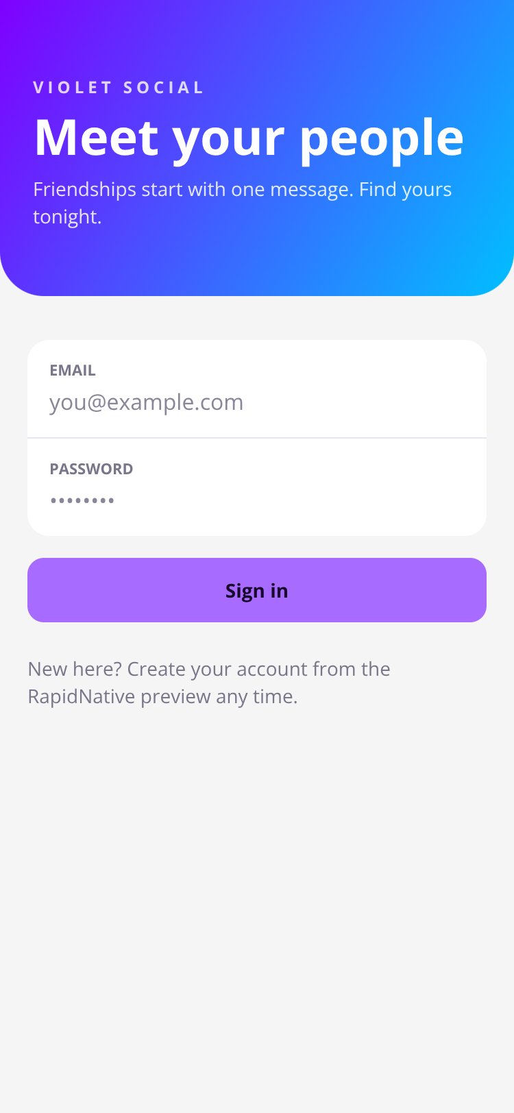 RapidNative App screen 1